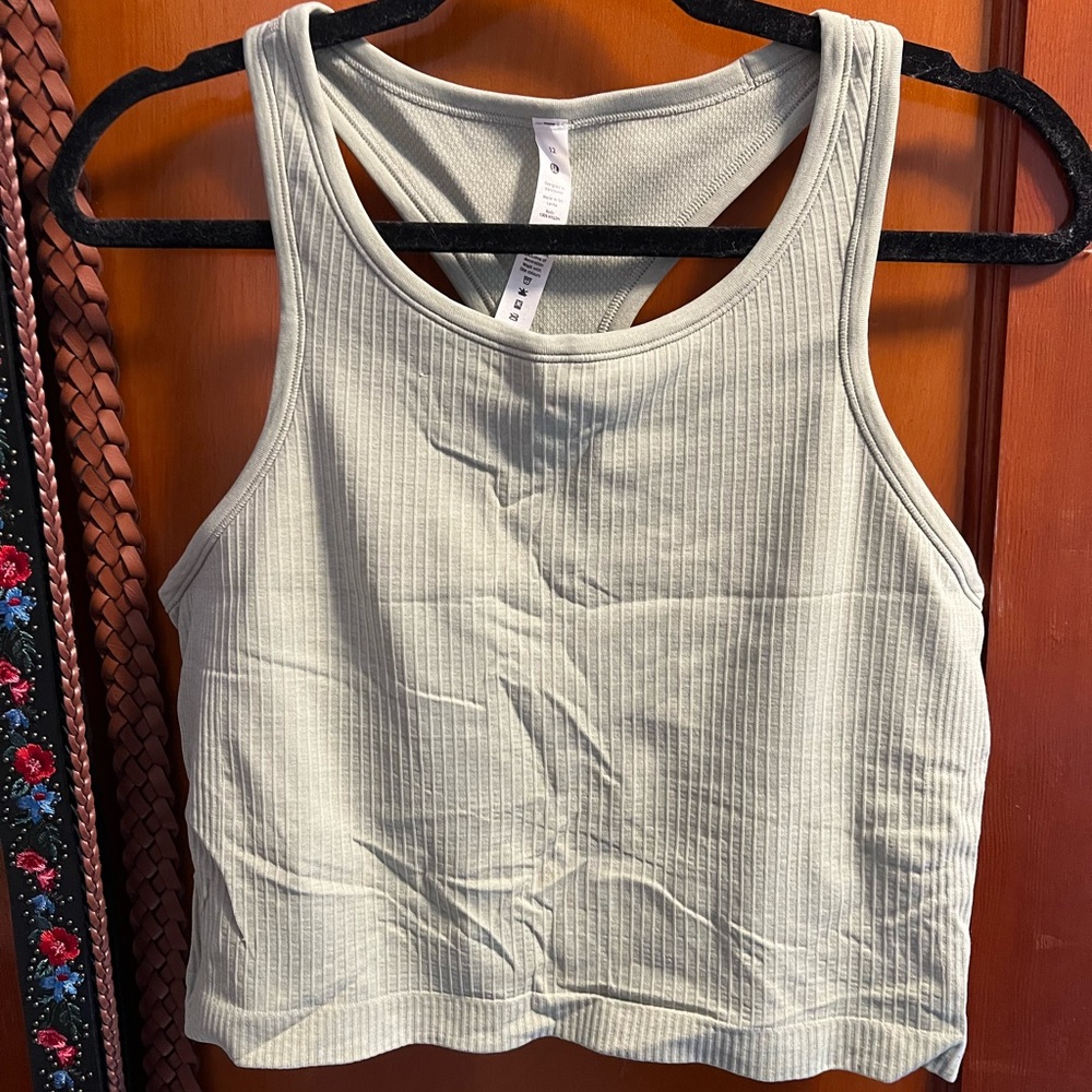 Light Green Lululemon Ebb to Street Cropped Tank
